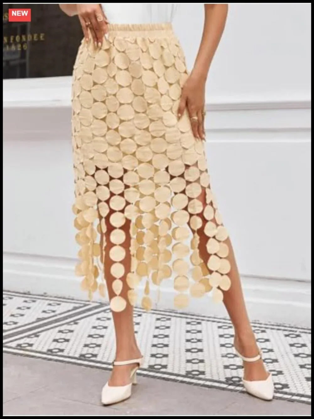 Women's Hollow Out Maxi Skirt High Waist Boho Fringe Circle Skirt